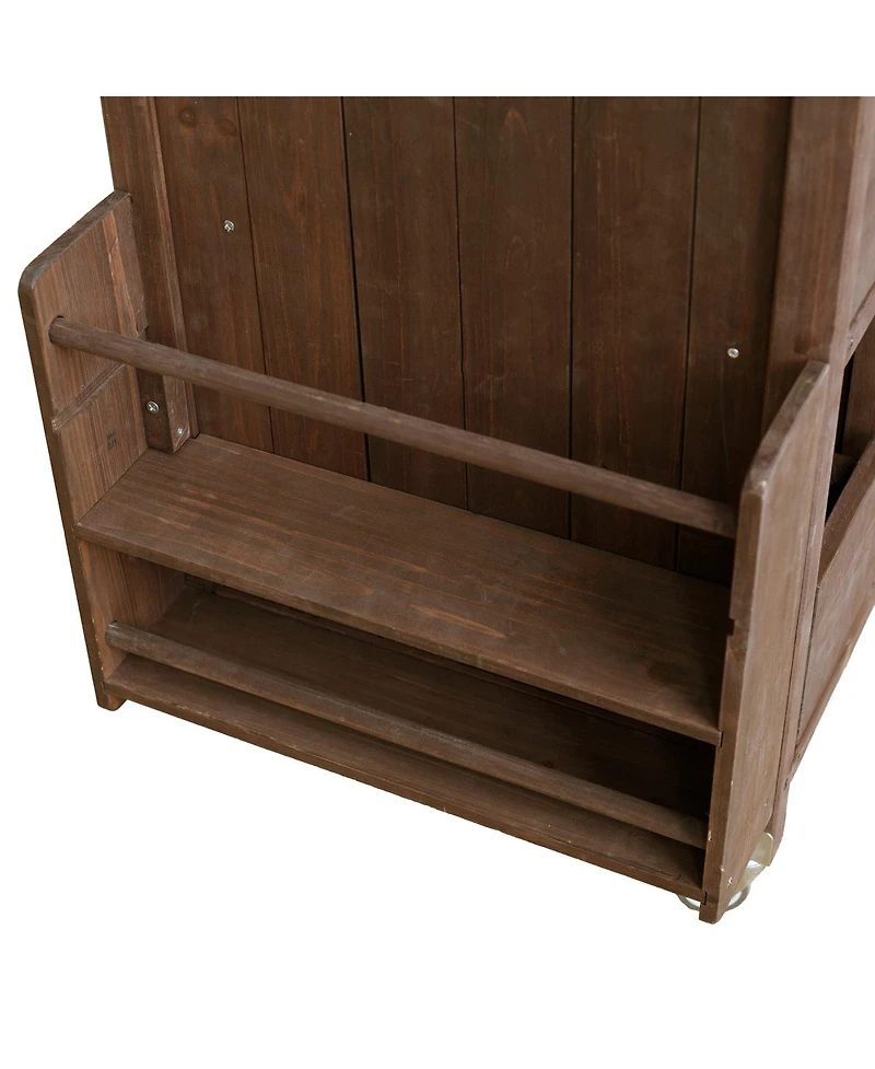 Streamdale Furniture Farmhouse Rolling Outdoor Kitchen Cart Stainless Top