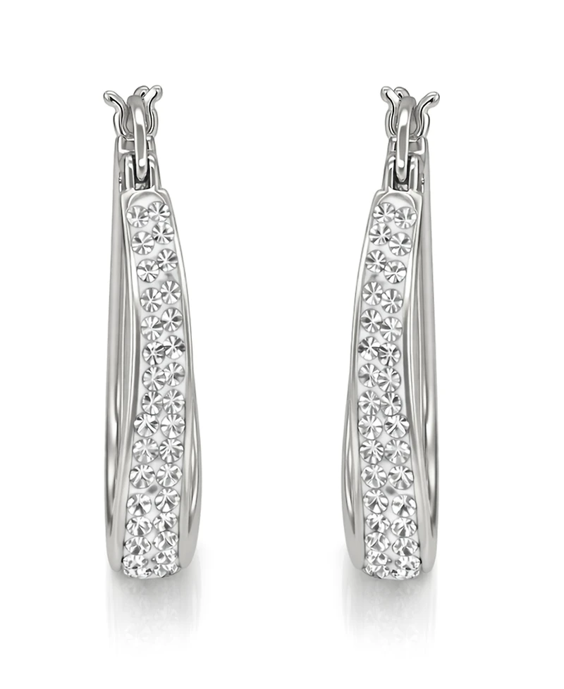 And Now This Crystal & Out Teardrop Hoop Earrings Silver Plate, Gold-Plate or Rose Gold Plate