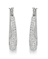 And Now This Crystal & Out Teardrop Hoop Earrings Silver Plate, Gold-Plate or Rose Gold Plate
