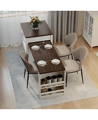 Streamdale Furniture Extendable Kitchen Island with Storage and Power Outlet