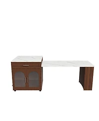 Streamdale Furniture Expandable Kitchen Island Dining Table and Power Outlet