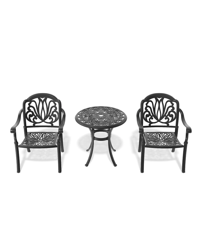 Clihome 3-Piece Outdoor Bistro Table Set Cast Aluminum Patio Furniture Table Set