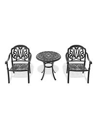 Clihome 3-Piece Outdoor Bistro Table Set Cast Aluminum Patio Furniture Table Set