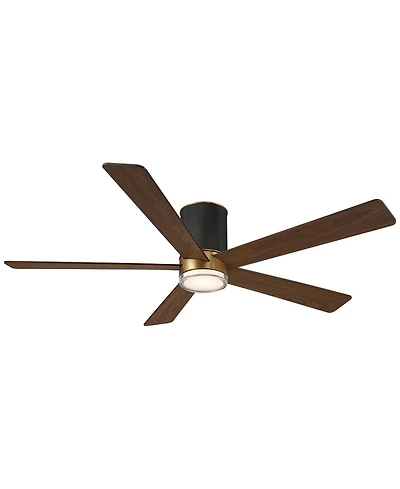 56" Casa Vieja Vex Matte Black Led Hugger Ceiling Fan with Remote