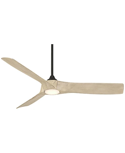 Casa Vieja 54" Kona Wind Matte Black and White Oak Led Ceiling Fan