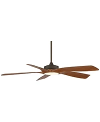 Casa Vieja 56" Mach-5 Bronze and Koa Led Ceiling Fan with 12" Rod