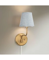 Possini Euro Design Ophelia 9 1/2"H Warm Brass Plug-In Wall Sconce with Scallop Shade