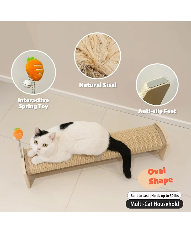 Aronkl Horizontal Sisal Cat Scratch Pad Large Scratcher With Spring Protect Furniture For Indoor Kitten