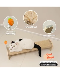 Aronkl Horizontal Sisal Cat Scratch Pad Large Scratcher With Spring Protect Furniture For Indoor Kitten
