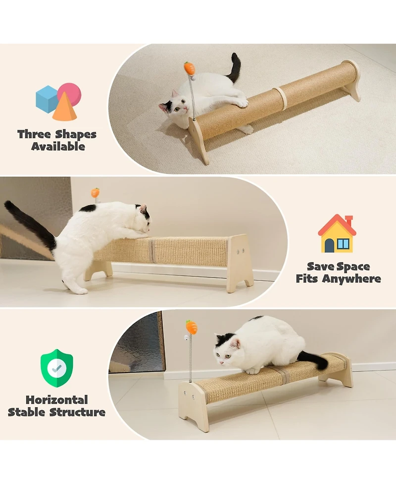 Aronkl Horizontal Sisal Cat Scratch Pad Large Scratcher With Spring Protect Furniture For Indoor Kitten
