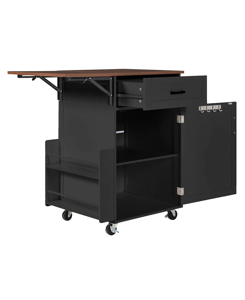 Streamdale Furniture Farmhouse Kitchen Island Drop Leaf, Storage