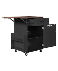 Streamdale Furniture Farmhouse Kitchen Island Drop Leaf, Storage