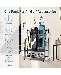Golf Bag Storage Rack with Wheels