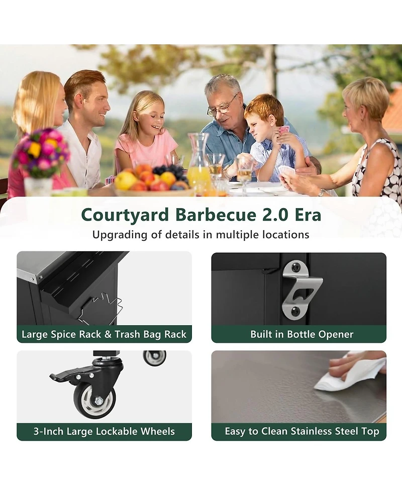 Streamdale Furniture Large Grill Table for Big Green Egg and Kamado Joe