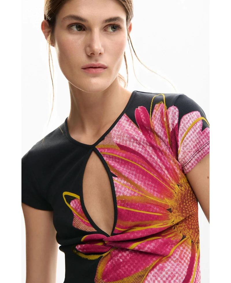 Desigual Women's T-Shirt Opening Flower