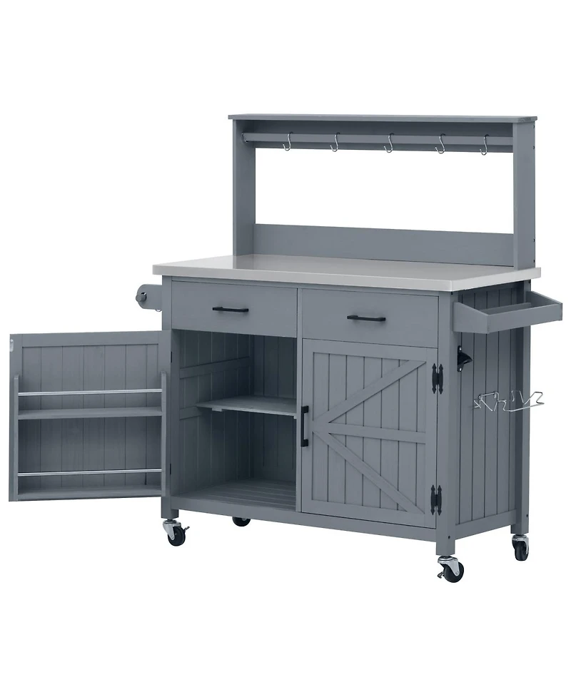 Streamdale Furniture Outdoor Kitchen Island with Stainless Steel Top and Storage