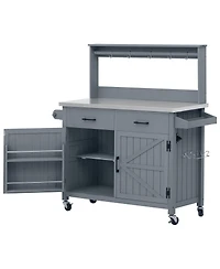 Streamdale Furniture Outdoor Kitchen Island with Stainless Steel Top and Storage