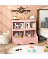 Gouun Toy Storage Organizer 4- Cubby Kids Bookcase for Toys and Books, 26.5" x 16" x 24.5"