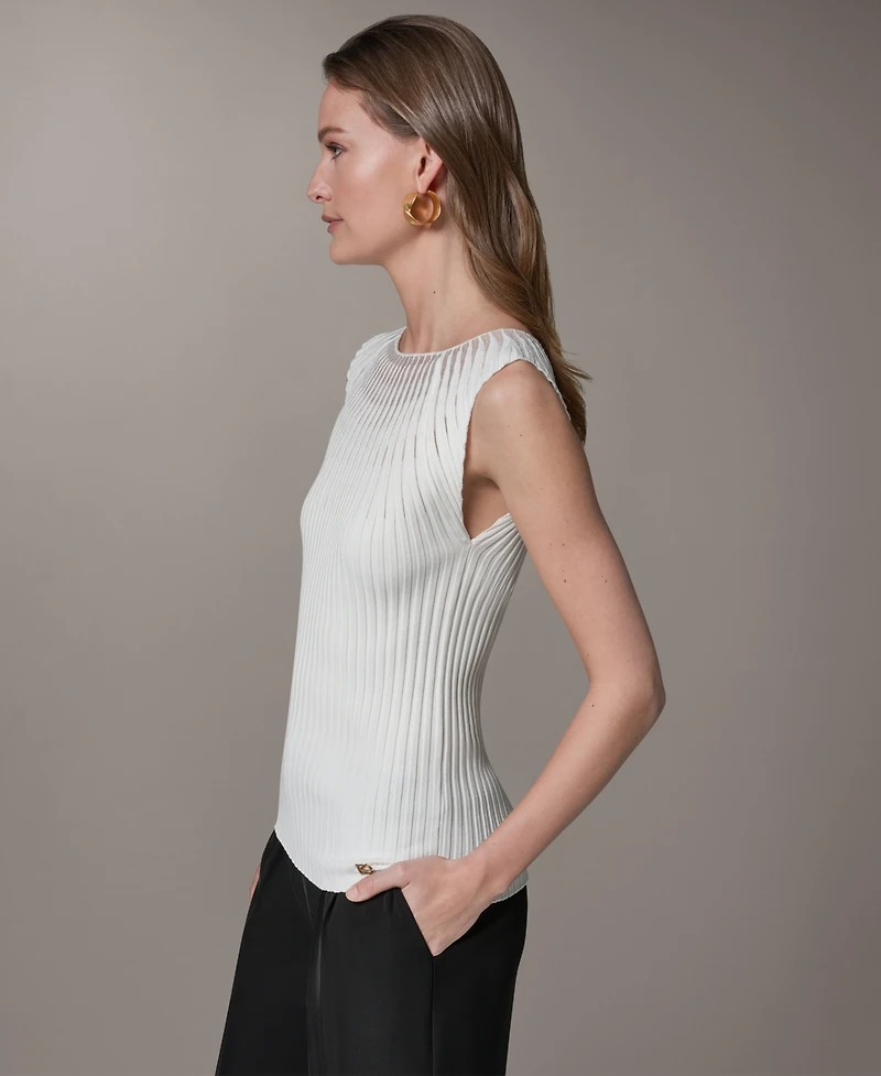 Donna Karan New York Petite Crewneck Sleeveless Sweater Top