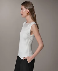 Donna Karan New York Petite Crewneck Sleeveless Sweater Top