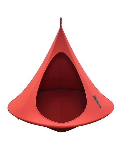 Vivere Double Cacoon Hanging Chair Indoor/Outdoor Polyester Canvas Hammock, Red