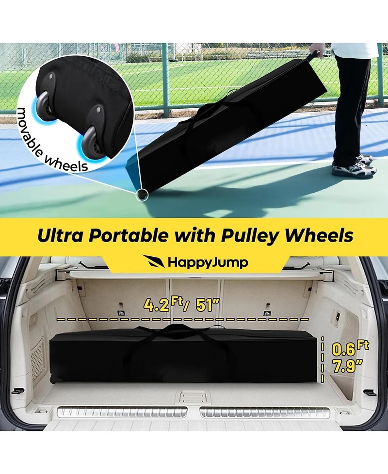 Happy Jump 8x11 Ft Professional Adjustable Volleyball Training Equipment, 3 Height Levels (6.5-8 Ft) Includes Volleyball for Indoor/Outdoor Training