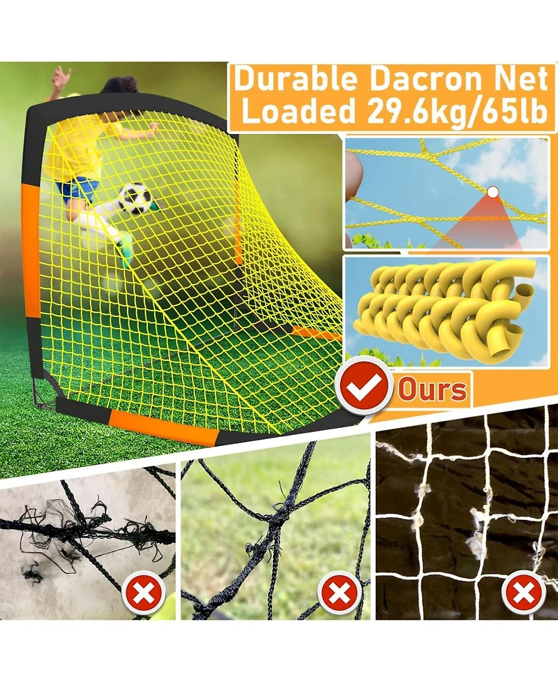 Happy Jump Soccer Goal 7'x5', 6.6 x3.3', 5'x3.6', 4'x3', 3'x2.2' Soccer Net for Kids Backyard