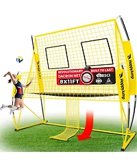 Happy Jump 8x11 Ft Professional Adjustable Volleyball Training Equipment, 3 Height Levels (6.5-8 Ft) Includes Volleyball for Indoor/Outdoor Training
