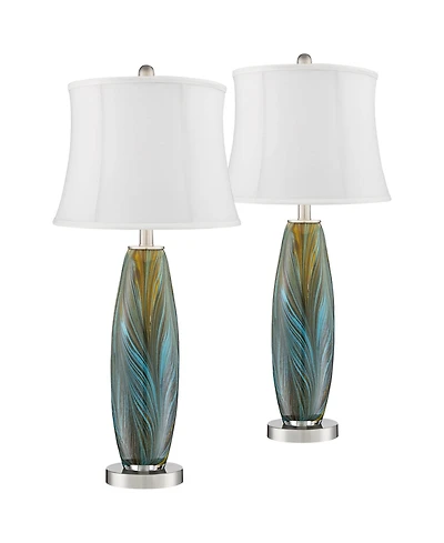360 Lighting Azure Modern Table Lamps, Set of 2, 26 3/4" High with Drum Shades