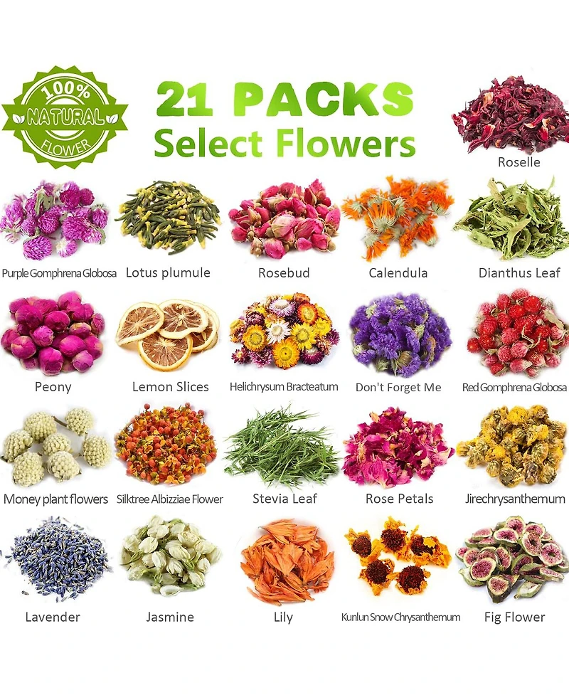Gnuadz 21 bags Dried Flowers Herbs Kit for Candle Soap Making
