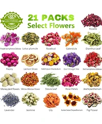 Gnuadz 21 bags Dried Flowers Herbs Kit for Candle Soap Making