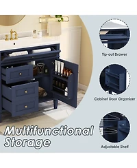 Casainc 36" Bathroom Vanity with Top Sink, Single Sink Bathroom Storage Cabinet with 2 Drawers and Tip-Out Drawer