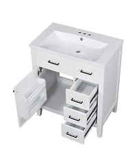Casainc 30" Bathroom Vanity with Sink Combo, Bathroom Storage Cabinet with Drawers, Solid Frame and Mdf Board