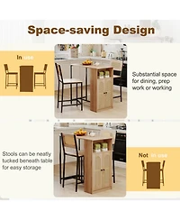 Gouun 3-Piece Bar Table and Chairs Set with Storage Shelves and Footrests