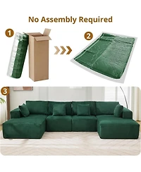 gaomon Modular Sectional Sofa, Cloud Sectional Couch with U-Shape Chaise/Deep Seat/Armrest/Plush Corduroy Fabric, No Assembly Required