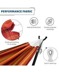 Vivere Double Cotton Hammock, Comfortable Daybed with Wood Frame, 8 Sunset