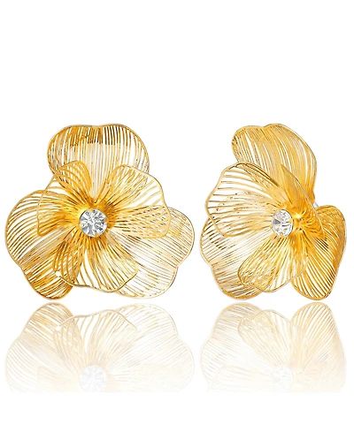 Jessica Simpson Textured Petal Flower Stud Earrings
