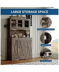 Gaomon Farmhouse Kitchen Pantry Cabinet Hutch with Shelves and Doors