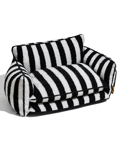 Funnyfuzzy Striped Faux Lambswool Double Layer Pet Sofa Bed