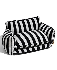 Funnyfuzzy Striped Faux Lambswool Double Layer Pet Sofa Bed