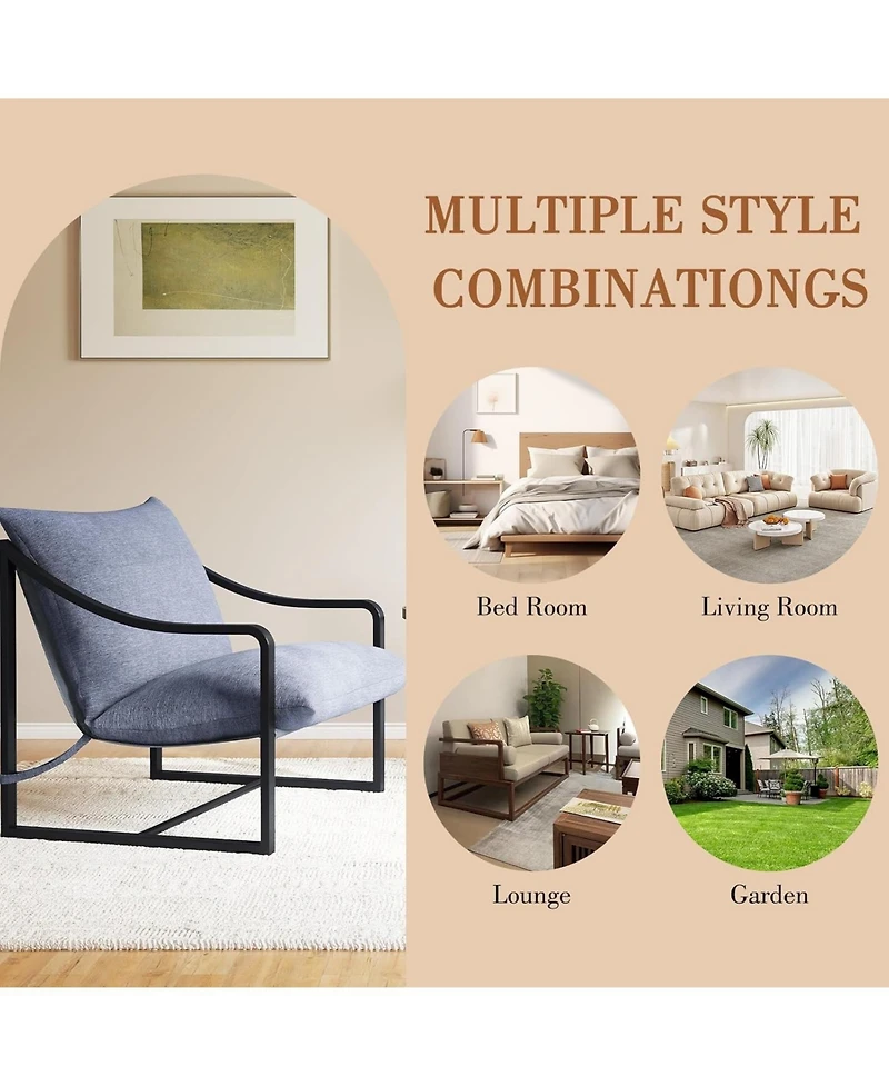 gaomon Sling Accent Chair with Removable Cushion, Modern Lounge for Living Room, Bedroom, Patio, Easy Assembly