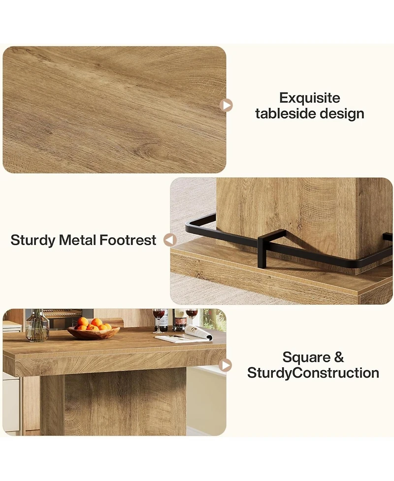 Tribesigns 47" Bar Table, Industrial Bistro Pub Table with Metal Footrest, Rectangular Counter Height Bar Table