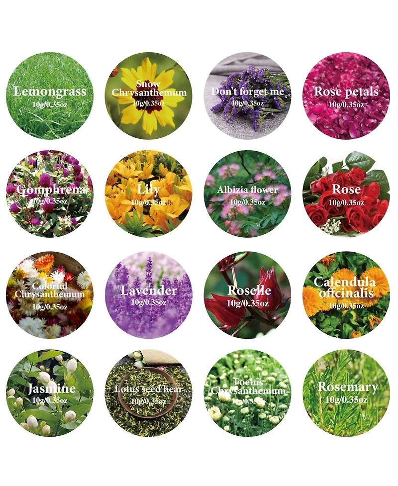 Gnuadz 16 Bags Dried Flowers Herbs Kit Soap Candle Bath Rose Petals