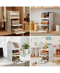 Yigii 3 Pack Stackable Closet Organizers Plastic Drawers Space Saving Bins for Wardrobe Pantry Kitchen Bathroom Office