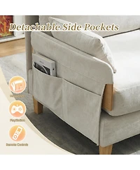 Rainsken Convertible Sleeper Sofa Bed, Chenille Upholstered Lounge Recliner with 3 Pillows and Side Pocket for Living Room, Bedroom and Home Office