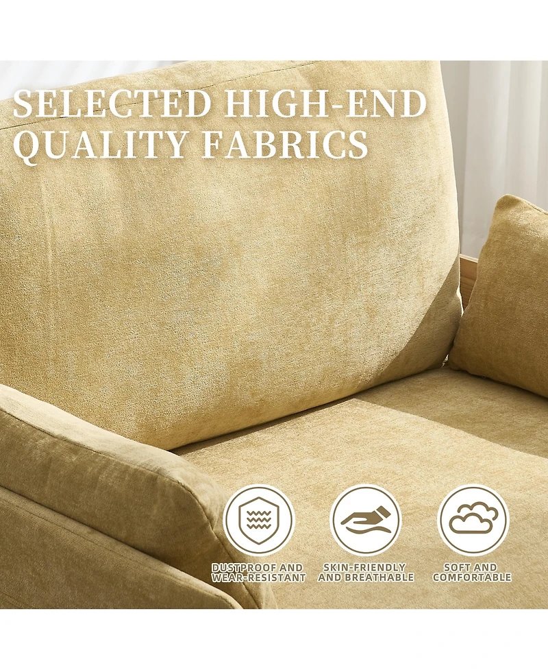 Rainsken Modern Chenille Lounge Recliner Sleeper Sofa with 3 Pillows and Side Pocket, Convertible Sofa Bed for Living Room, Bedroom and Home Office