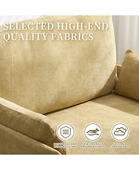 Rainsken Modern Chenille Lounge Recliner Sleeper Sofa with 3 Pillows and Side Pocket, Convertible Sofa Bed for Living Room, Bedroom and Home Office