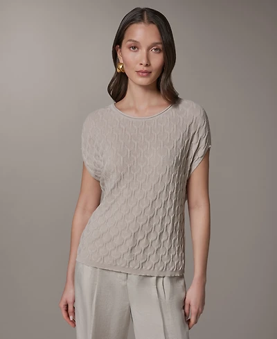 Donna Karan New York Women's Short-Sleeve Scoop Neck Sweater