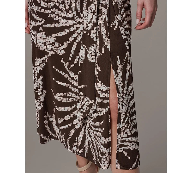 Donna Karan New York Women's Printed Cowl Neck Midi Dress