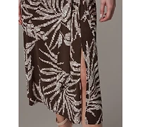 Donna Karan New York Women's Printed Cowl Neck Midi Dress